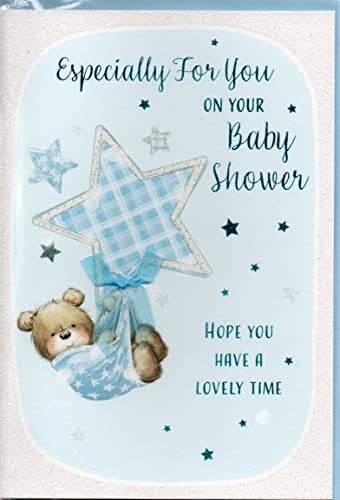 Baby Shower Card ~ with Special Wishes As You Celebrate Your Baby Shower ~ Card for The Mum to be ~ Boy Design