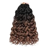 Leeven 10 Inch Pre Looped Gogo Curl Crochet Hair 8 Packs Black to Brown 2 Tone Short Curly Crochet Hair Ocean Wave Crochet Braids Deep Twist Boho Braids Synthetic Hair for Women