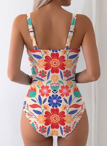 Image of Aleumdr Womens Textured One Piece Swimsuit Tummy Control Bathing Suit Tie Knot Cutout Swimwear