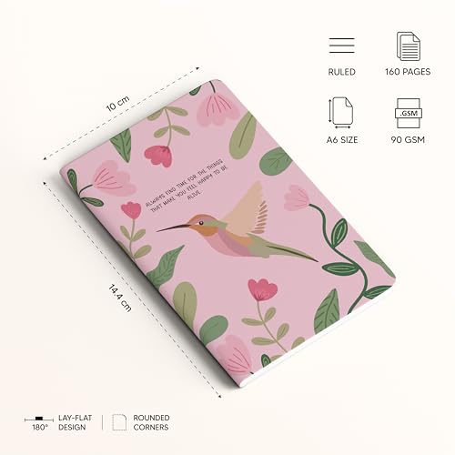 Image of FACTOR NOTES A6 Notebook (Happy to Be Alive) | Ruled, 160 Pages, 90 GSM Thick Paper | Cute Aesthetic Notebook for Women