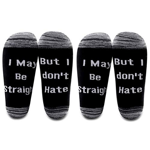 LEVLO LGBT Lesbian Gay Pride Socks I May Be Straight But I don’t Hate Cotton Socks Birthday Present