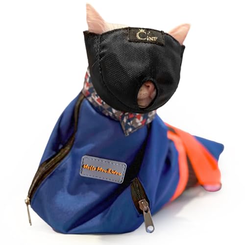 Image of Cinf Cat Nail Clipping Cleaning Grooming Restraint Bag (Free Muzzle) Set No Scratching Biting for Bathing Nail Trimming Injecting Examining(Navy Blue,L)