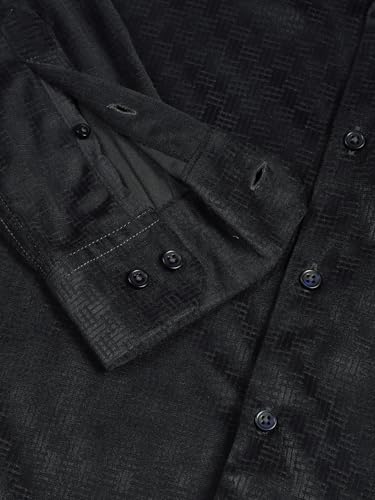Image of Thomas Scott Men's | Solid | Textured Fabric | Full Sleeve | Slim Fit | Polyester-Blend | Spread Collar | Casual Shirt