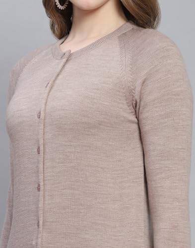 Image of Monte Carlo Women Regular Fit Full Sleeve Solid Round Neck Winter Cardigan (Pack of 1)