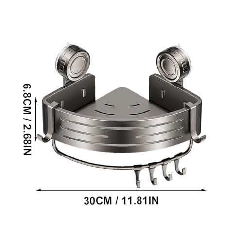 Étagère de douche d'angle à ventouse sans perçage pour shampoing - 3