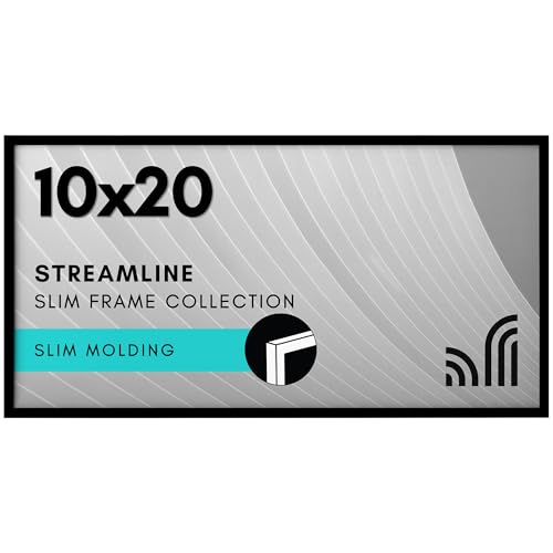 Americanflat 10x20 Picture Frame with Polished Plexiglass - Streamline Collection - Thin Border Picture Frame for Wall Display - Hanging Hardware Included - Black
