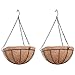 Cestino appeso 2pcs per piante Fodera in fibra di cocco con supporto a catena nera per impianti per annaffiatori per esterni indoor (25.5x25.5x41cm)