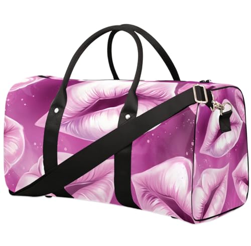 Travel Duffel Bag, Lips Sports Tote Gym Bag Foldable Western Aztec Weekender Bag Carry on Luggage Handle Bag Overnight Shoulder Bag for Women Men,A-109