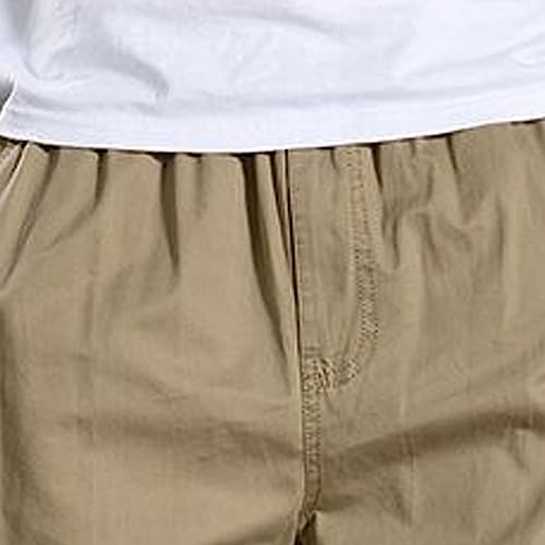 Mens Twill Loose Fit Cotton Pant Casual Elastic Waist Sweatpants Relaxed Full Pull on Cargo Sport Pants for Men3