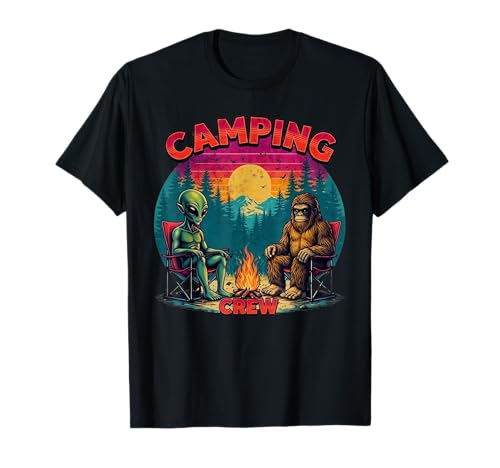 Cool Camping Crew Hoguera Naturaleza Montaña Aventura Camiseta