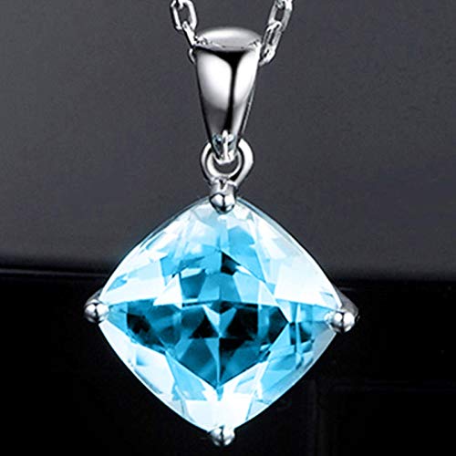 Naszyjnik z niebieskim akwamarynem dla kobiet 925 srebrny naszyjnik kobiety Fine Jewelry Party