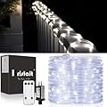 Rope Lights for Outside, 40ft 120 LED Indoor/Outdoor Waterproof Rope Lights Plug in Waterproof Outdoor Tube Lights for Garden, Patio, Party, Christmas, Clear (Cool White)
