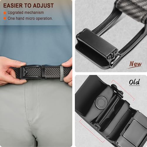 Image of BULLIANT Men Ratchet Leather Belt True-to-size 1 3 /8 inch-Gift Boxed | Smooth Sliding for Micro Fit | Holeless for Dress or Casual