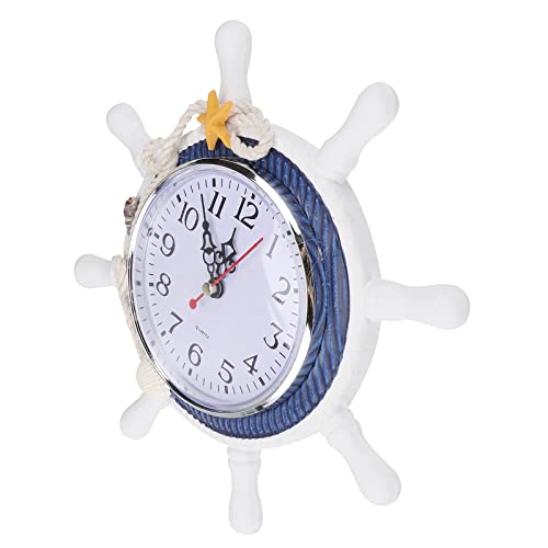 Imikeya KG30M13VV17HUFYRPTHP Mediterranean Wall Clock Steering Wheel Nautical Silent Wall Clock Beach Sea Theme Ticking Clock thumb #6