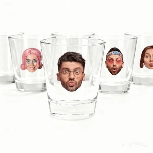 SOUFEEL Vasos de Chupito Personalizado con Foto, 2pcs Vaso de Chupitos de 50ml Personalizados, Regalos Personalizados para Fiestas, Aniversarios, Cumpleaños