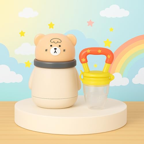 Image of Baby Skin Care Powder Talcum Puff Case Cum Container Box With Fruit Feeder Nibbler Teether For Babies /Kids /Toddler /New Born BPA Free (PATTERN 52)