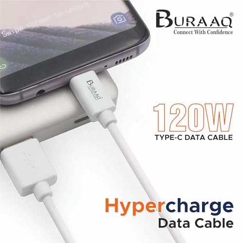 Image of 120W Hyper Charger| USB to Type C| Compatible with Xiaomi 11T PRO, 12,12 Pro, 12S Ultra,13,13 Pro,14, 15, Redmi, Note 12 Pro /5G, Redmi Note 13 Pro /5G, POCO F4| Rapid Charge Type C Cable| 1M