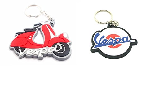 DREAMX V1 @ 2 X Vespa Scooter Racing Biker Motorcycle Rubber Keychain Key ring