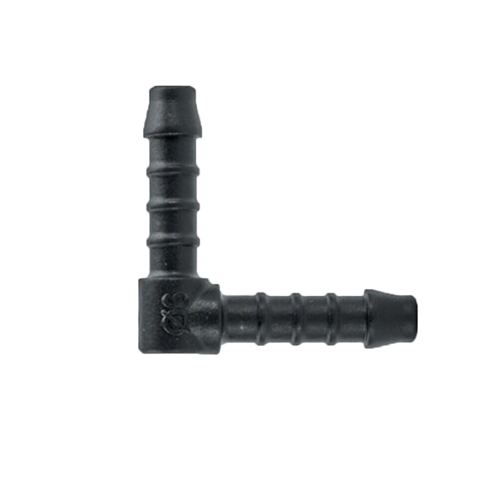 KafTon Hose Mender Pipe Elbow Connector Drip Irrigation Fitting Joiner Black (6mm - 1/4", 25)
