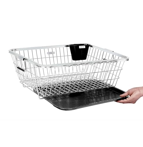 Image of Planet Plastic Tray for Dish Drainer Basket /Rectangular Shape Water Drop Collector Tray /Serving Tray (Black, 45 x 35 x 3 cm)