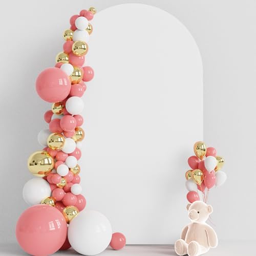 Wokceer Wedding Arch Cover 8FT Spandex Fitted Wedding Arch Stand Covers Round Top Chiara Arch Backdrop Cover for Birthday Party Ceremony Banquet Decoration White