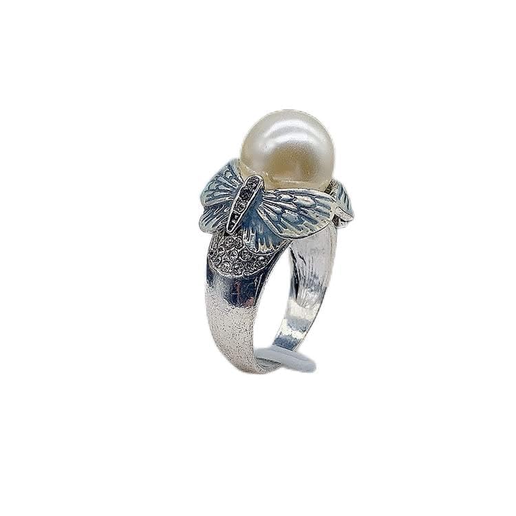 Bague papillon cristal et perles pour femme, un bijou de fiançailles élégant