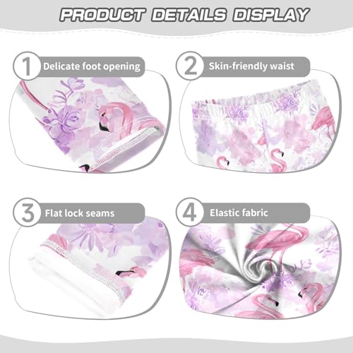 ALAZA Girls' Leggings Children's Yoga Pants Skinny Printed Dance Pink Flamingo Watercolor Comfortable 4T2