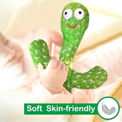 Image of Talking Dancing Cactus Toy for Kids - Singing & Recording Plush Cactus with Repeat Function, LED Lights & Music | Funny Educational Toy for Babies & Toddlers | USB Rechargeable (Multicolor) (Style 4)