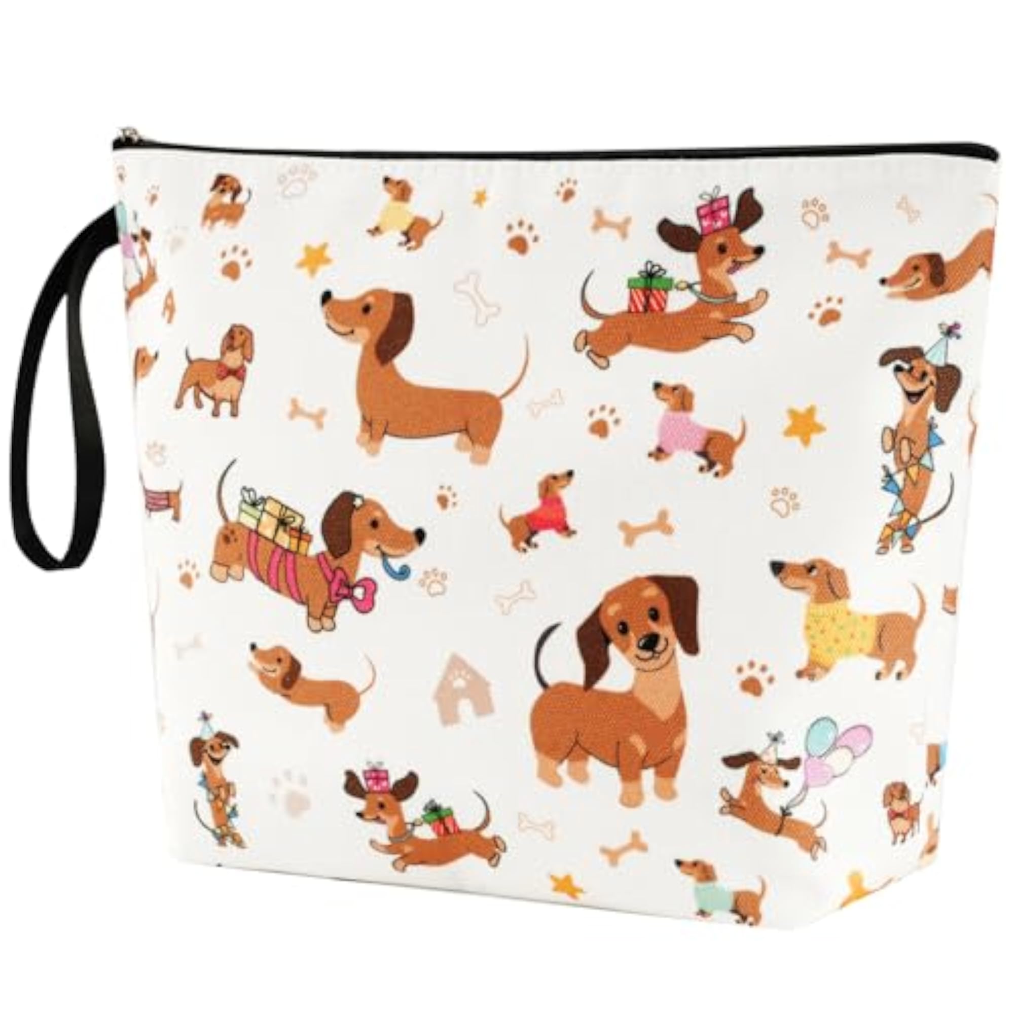 Dachshund Cosmetic Bag, Double Side Print Makeup Pouch