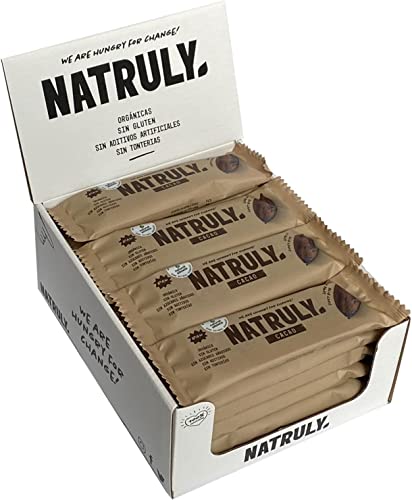 NATRULY Barritas Energéticas BIO Cacao Sin Azúcar Añadido, 100% Natural y Orgánicas, Sin Gluten, Vegana -Pack 12x40g