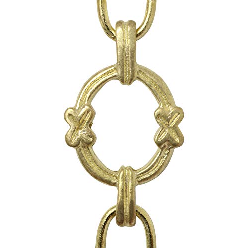 Image of RCH Hardware CH-05-AD Decorative Acid Dipped Solid Brass Chain for Hanging, Lighting - Large Round Welded Links with x Design (1 Foot), Acid Dipped