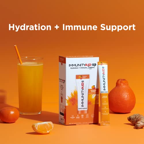 Image of LIFEAID IMMUNITYAID GO! Zero Sugar Immunity + Hydration Packet, Vitamin C, Echinacea, Zinc, Astragalus Root, Keto-friendly, Vegan & Gluten-Free, 5 calories, Naturally Sweetened, No Caffeine, 14 Pack