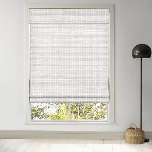 LazBlinds Cordless Bamboo Roman Shades, 35.5x64, Alpine Ivory