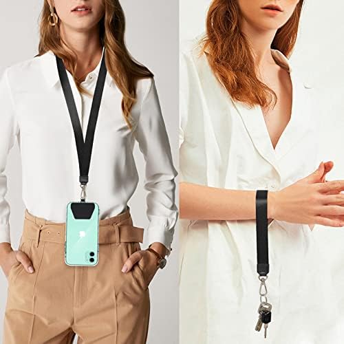 SHANSHUI Phone Lanyard, Neck Strap and Wrist Tether Key Chain Holder Universal for Phone Case Anchor Fit All Smartphones - Black