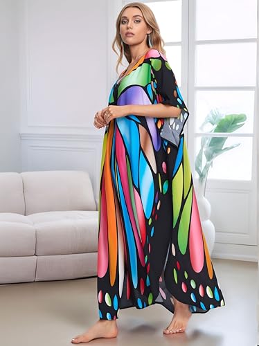 Image of NFVNKJ Women's Plus Size Beach Lounge Kaftan Maxi Dress Swimsuit Coverup for Women