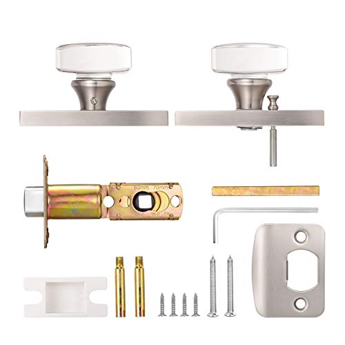 Hiemey Glass Door Knobs Interior, Crystal Door Knobs With Lock, Privacy Bedroom/Bathroom Door Knob, Brushed Nickel, Classic And Modern, Bs-012 #TOP6