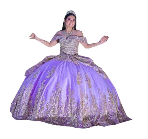 2025 Pearl Sheer Illusion Neck Ball Gown Gold Embroidery Quinceanera Prom Party Dresses with Long Sleeves