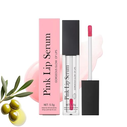 Pink Lip Serum, Farbwechsel Lip Oil, Color Changing Lip Plumper, Pink Essence Lip Gloss, Rosa Essence Lipgloss,Lippenserum Liptint, Feuchtigkeit und Reduziert Feine Linien (5.5g, 1)