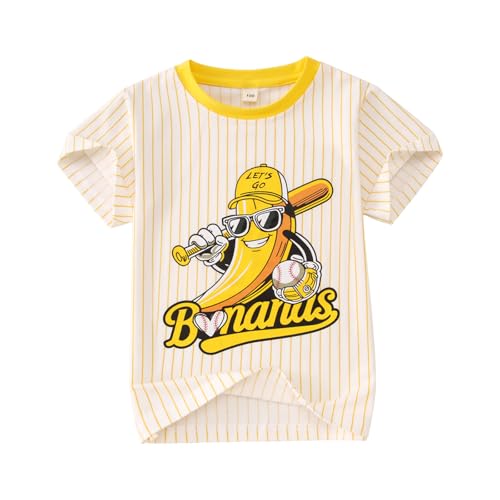 Blithestars Toddler Boy Girl Baseball Shirt Kids Game Day Short Sleeve T-Shirt Baseball Team Jersey Banana Graphic Tee Tops (Yellow-B 2-3T)