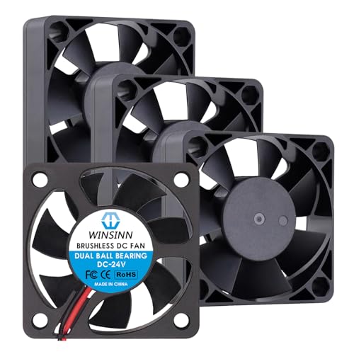 WINSINN Ventilador de 50 mm, 24 V, doble rodamiento de bolas, 5015, 50 x 15 mm, alta velocidad (paquete de 5 unidades)