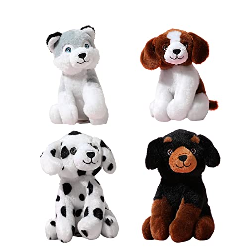 MINISO Small Stuffed Plush Animal Toyï¼Cute Soft Stuffed Assorted Models(Husky, Dalmatian, Brown Dog, Black Dog) Doll Toy Gift for Kids.