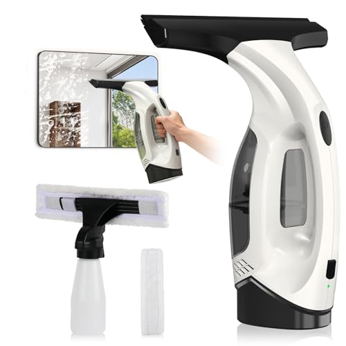 ZRHI Window Vacuum Squeegee Cordless, 2000Pa Electric Window Cleaner Tool with 2200mAh & 150ml Water...
