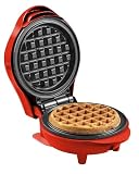 Bestron AMW500R Kompaktes Waffeleisen Rot – PFAS‑freie Silikon‑Antihaftbeschichtung, hitzebeständige Griffe, Kontrollleuchten, Platten Ø 12,5 cm