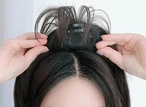 Hair Topper Toupee Hairpiece Synthetic Fiber Wavy/Straight Hair In Bangs Fringe Scalp Top Closures Hairpins For Men And Women (Natural Black(Straight)) #TOP5