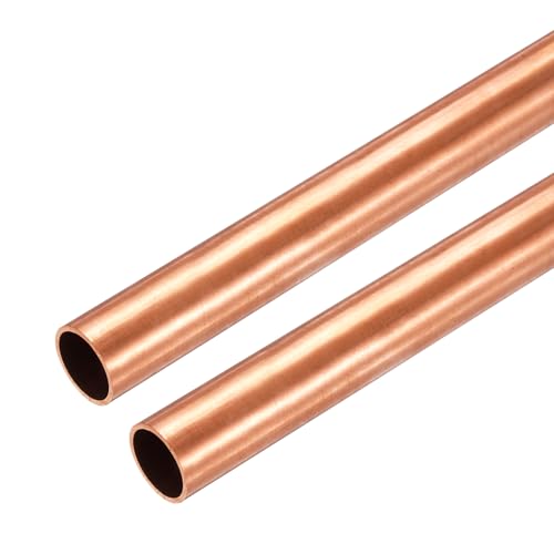 sourcing map Copper Round Tube, 15mm OD x 0.5mm Wall Thickness x 300mm(11.8") Length Pure Copper Tube Seamless Metal Straight Pipe Tubing for DIY Crafts Industry Construction(Pack of 2)