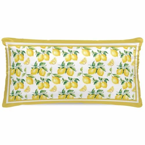 mklilsorfe Body Pillow Pillowcase, Yellow Lemon Silk Pillowcases for Hair