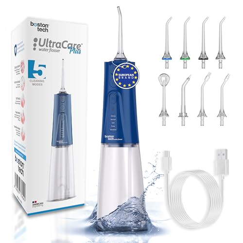 Aquapik® UltraCare Plus Irrigador Dental Inalámbrico y Recargable Irrigador Bucal a presión de agua Impermeable IPX8 Hogar y Viajes Elimina Placa Cuida Encías 5 Modos 8 Boquillas 300ml limpieza dental