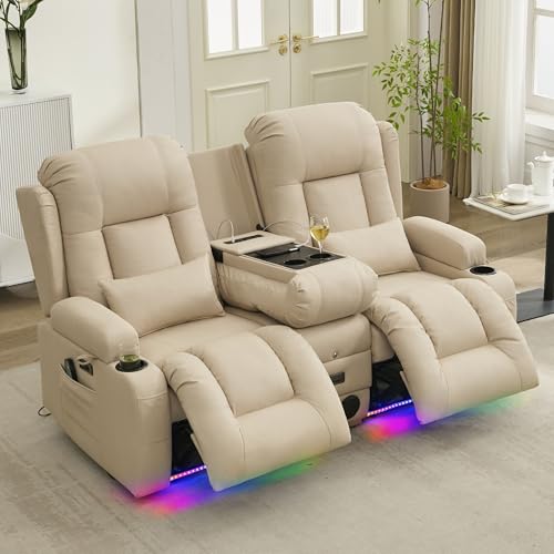 URRED Power Reclining Loveseat Sofa with Console,...