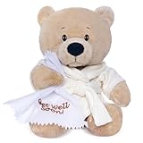 My OLi 9' Teddy Bear Stuffed Animal Plush Toys Soft Bear Dressed in Bathrobe with Soothing Towel “Get Well Soon” Soft Plush Bear Toy Bedtime Gifts for Baby Kids Girls Boys，Beige