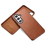 ICARER Lederhülle für Samsung Galaxy S26 6.3 2026, Echtes Leder Hülle Tasche Schlanker Rückdeckhülle [Anti-Fingerabdruck] [Anti-Kratzer] [Drahtloses Ladung] Schutzhülle für Galaxy S26-Braun